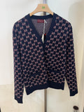 Gucci GG Logo花羊毛V領男款開襟衫 801705 XKEAP 4116